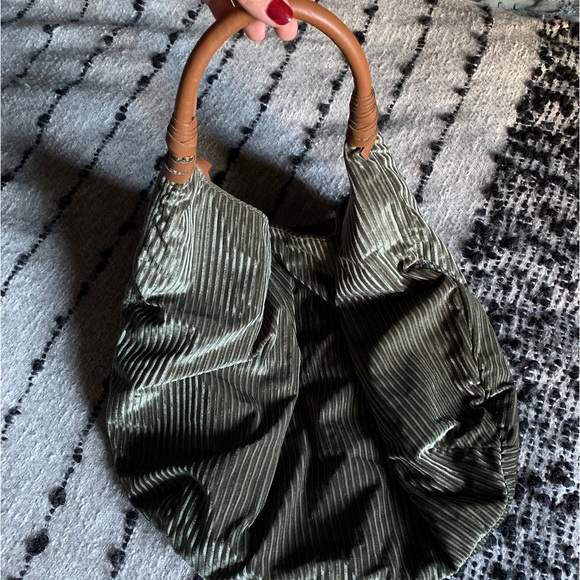 Anthropologie Handbags - Sage Velvet Corduroy Sack Purse - Anthropologie